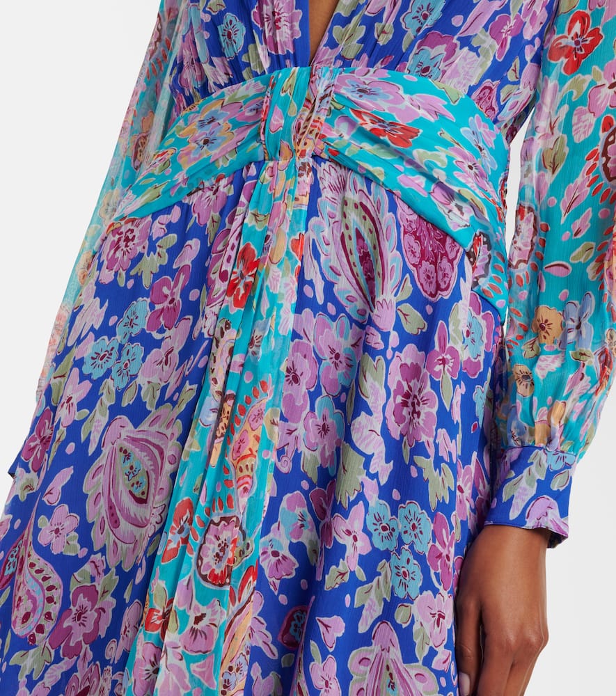 Meera floral gathered chiffon maxi dress