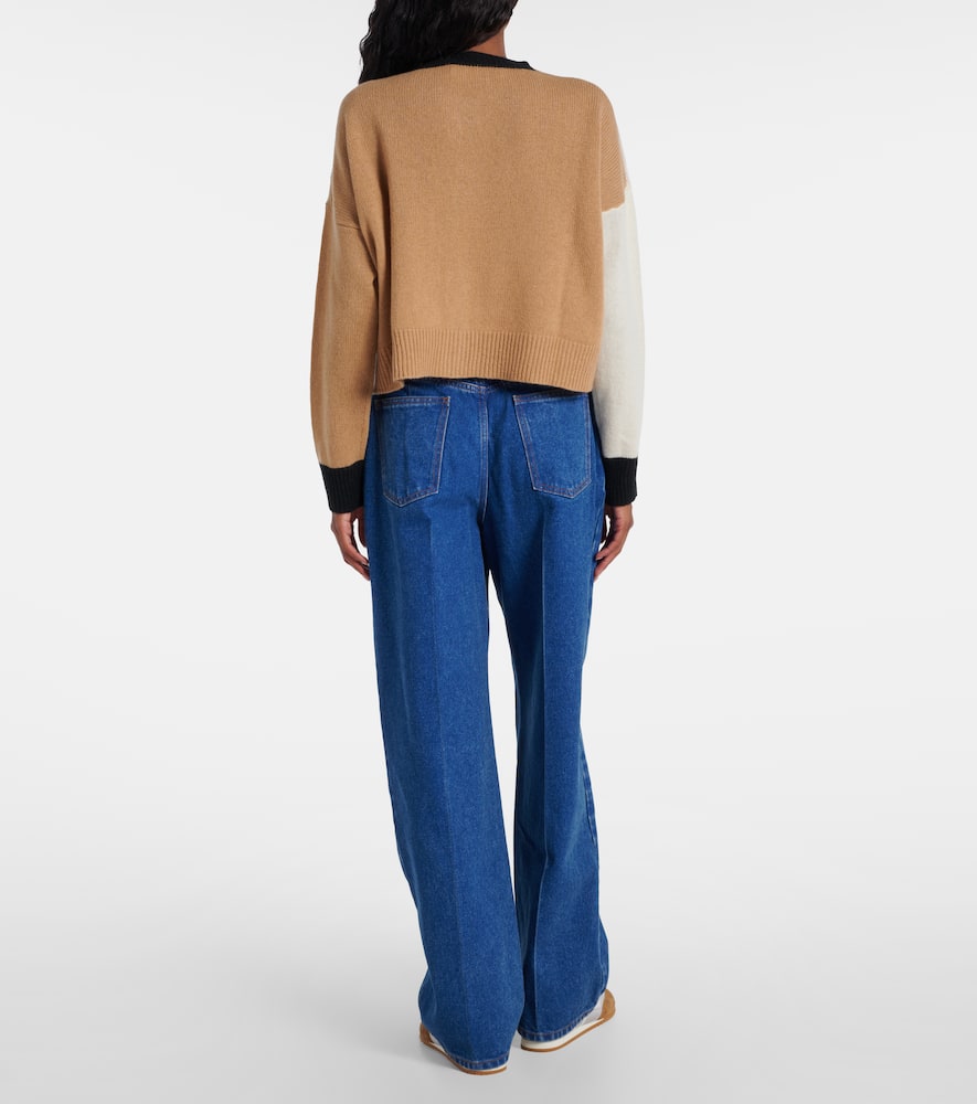 Colorblocked cashmere cardigan