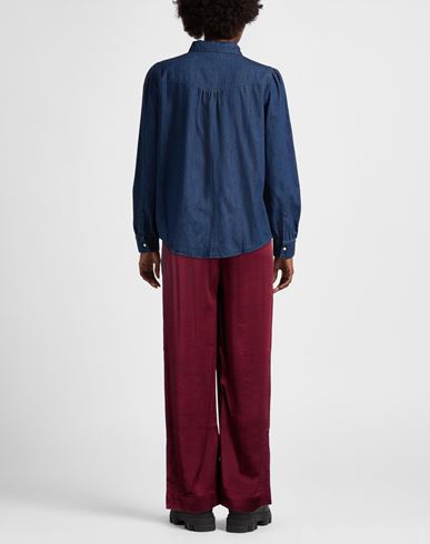 Woman Pants Burgundy Size L Silk, Elastane