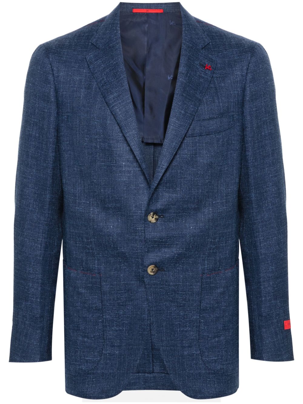Brooch-detail mélange blazer - Blue