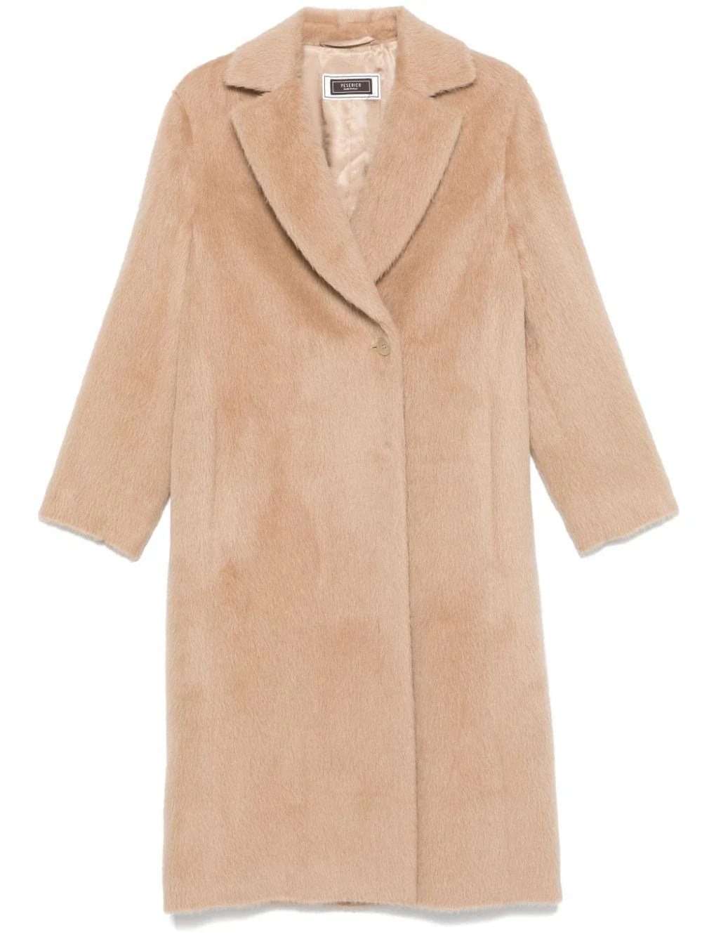 Double-Breasted Alpaca-Wool Blend Coat — Beige