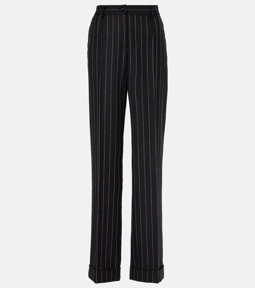 Striped wool straight pants