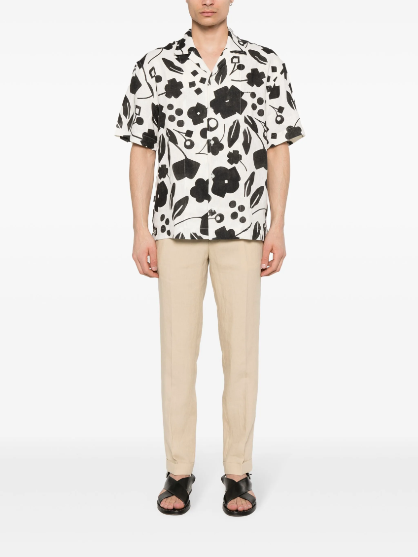 Light Brown drawstring-fastening linen trousers