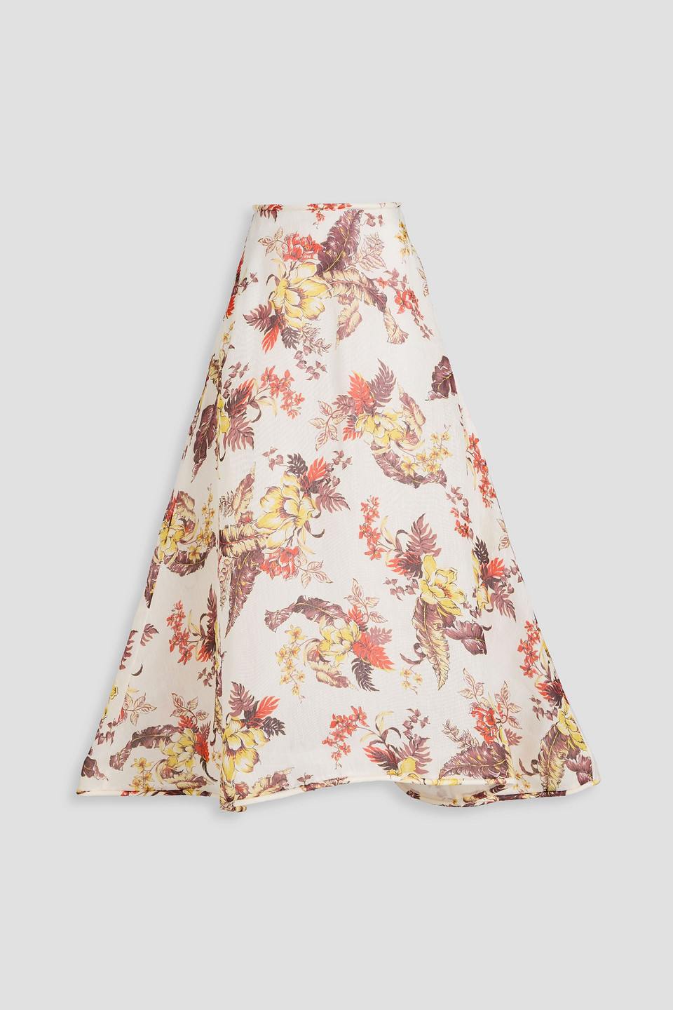 Floral-print linen and silk-blend gauze maxi skirt