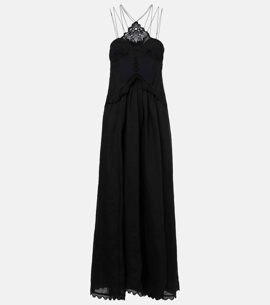 Lindy lace-trimmed maxi dress