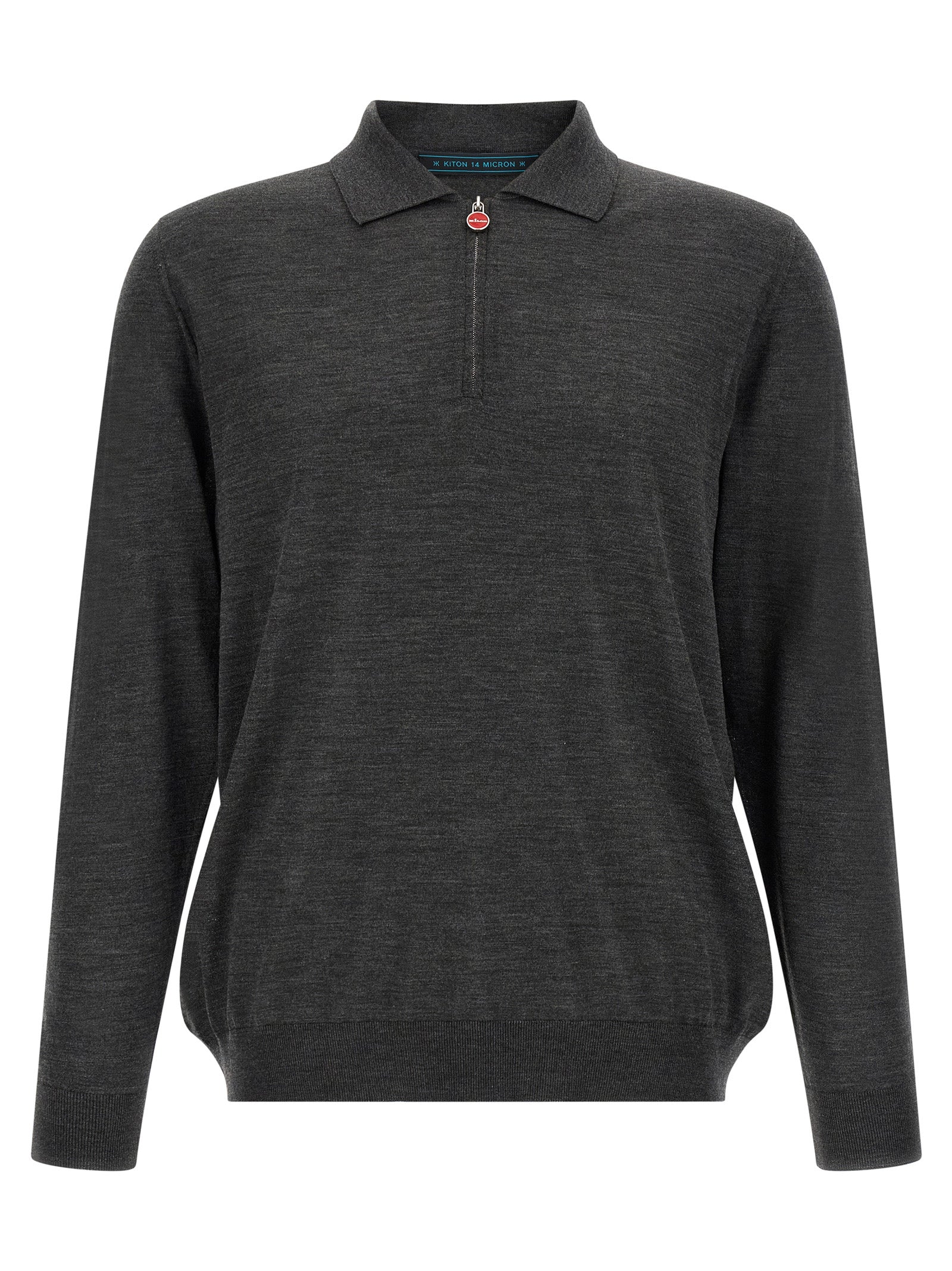 14-Micron Wool Polo Shirt — Gray