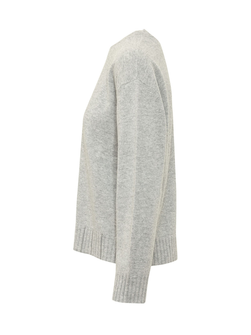 Grey Solid Crew Neck Sweater