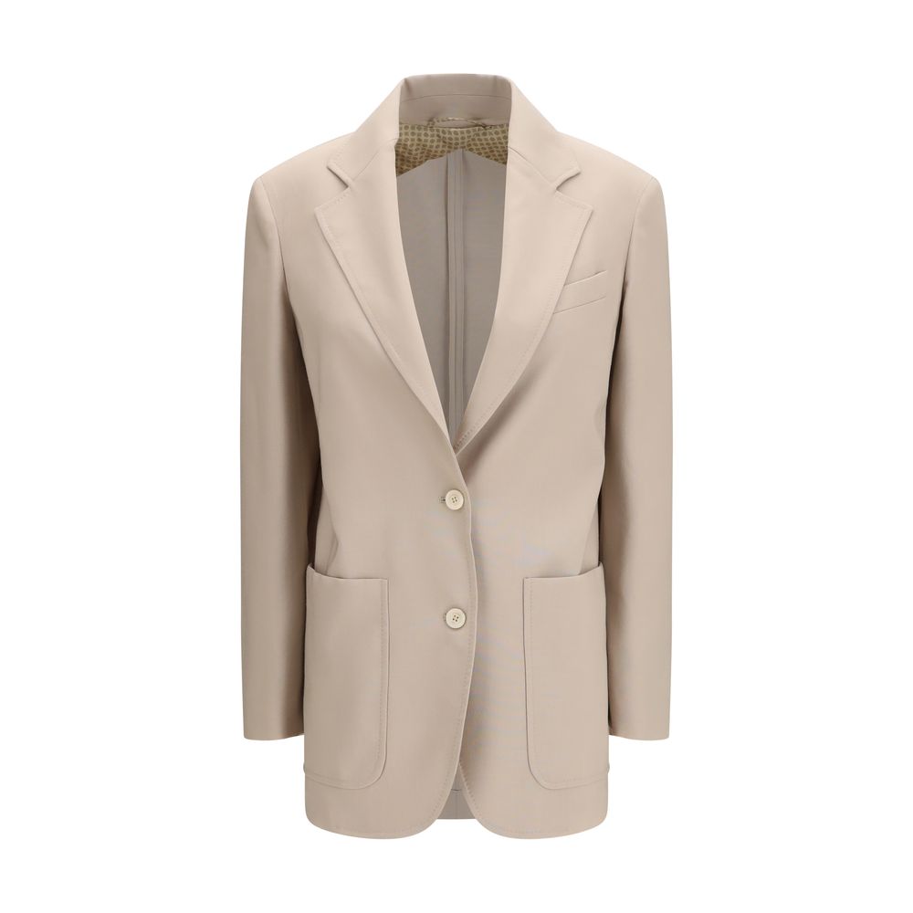 Wool-Blend Blazer — Beige