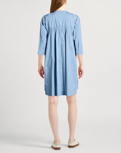 Woman Mini dress Slate blue Size 6 Cotton, Elastane