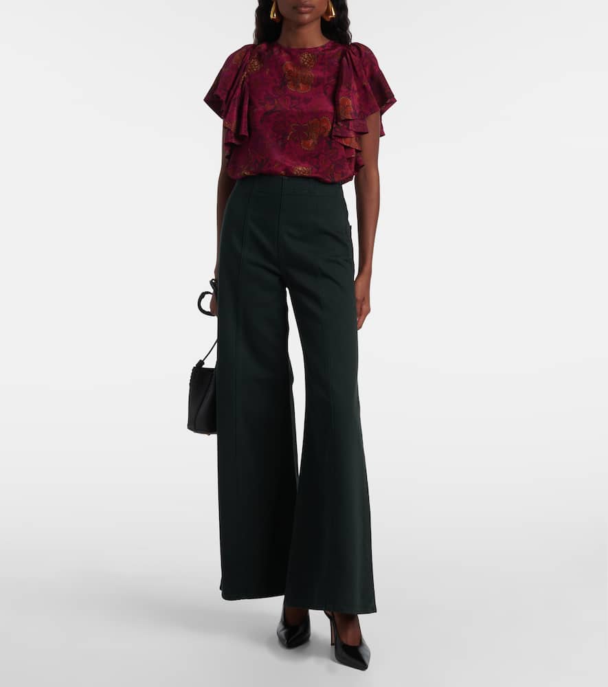 Bianca high-rise cotton wide-leg pants