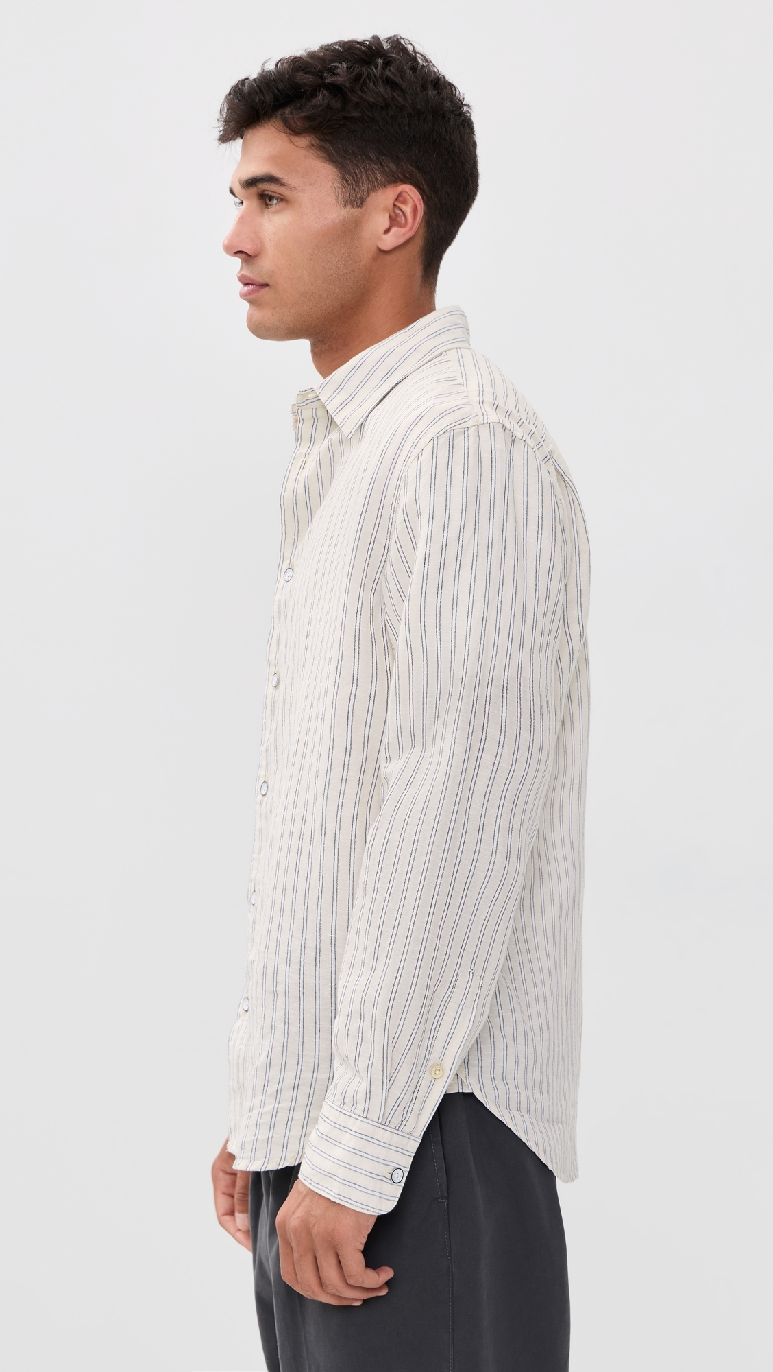 Finch Long Sleeve Linen Stripe Shirt Patus