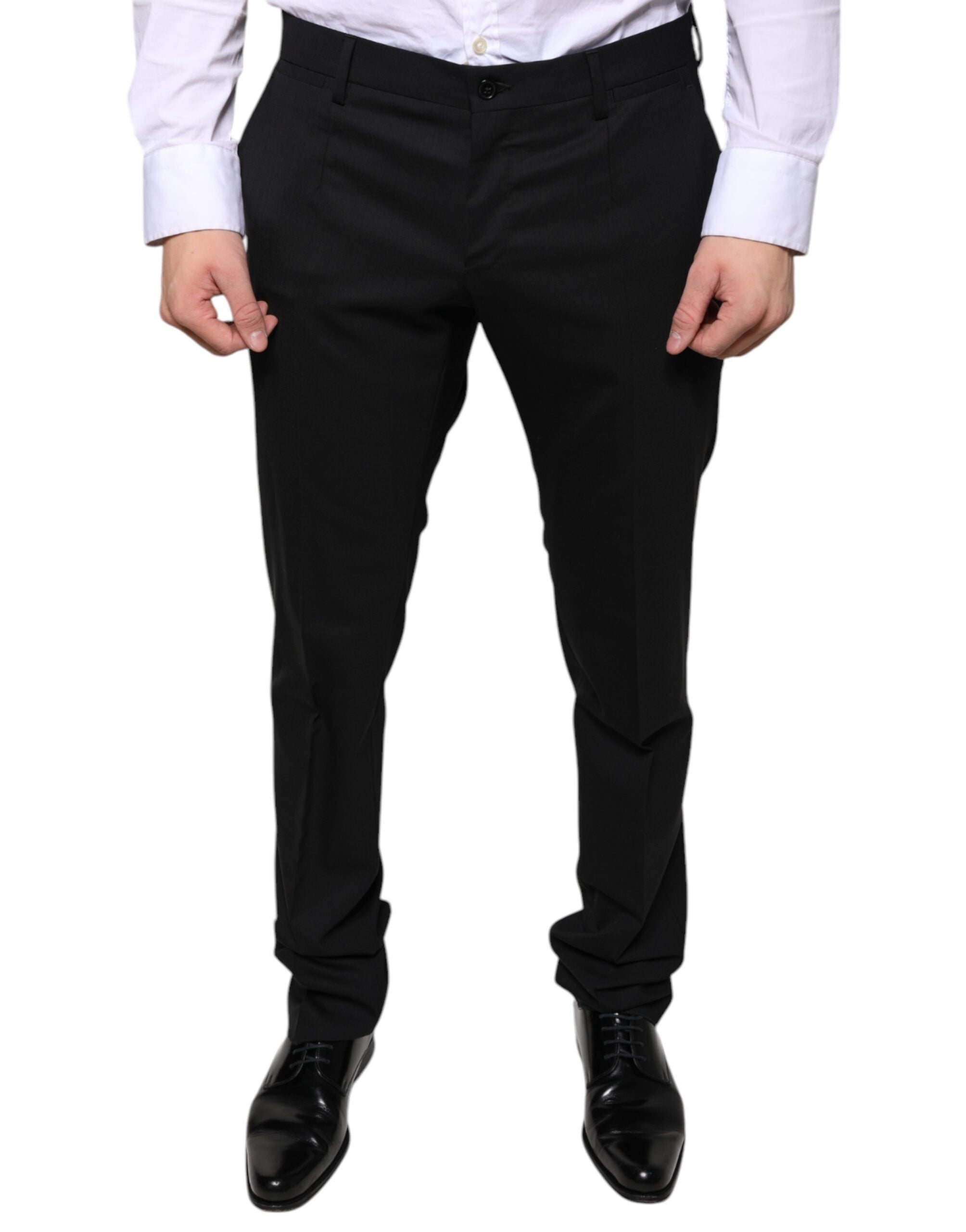 Virgin Wool Blend Trousers — Black