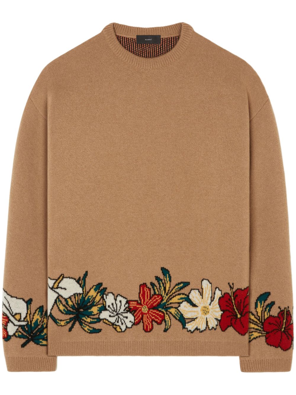 R+J floral-intarsia cashmere jumper - Neutrals