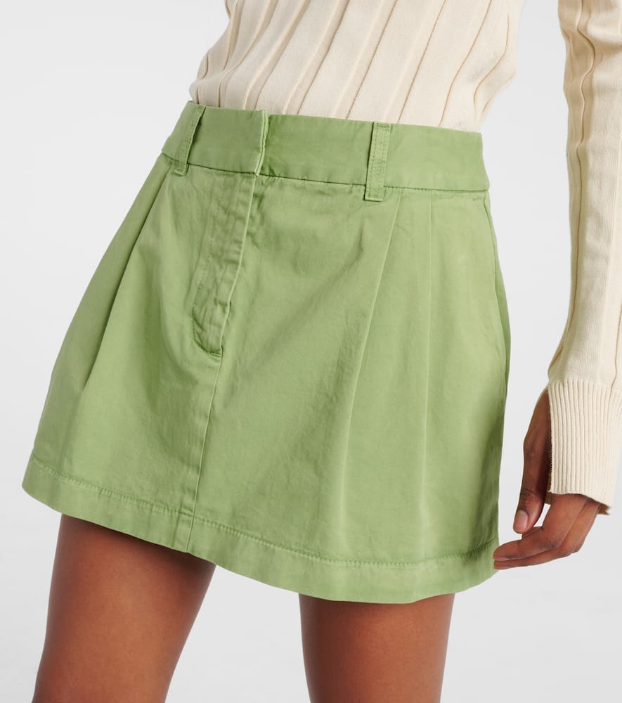 Pleated cotton miniskirt