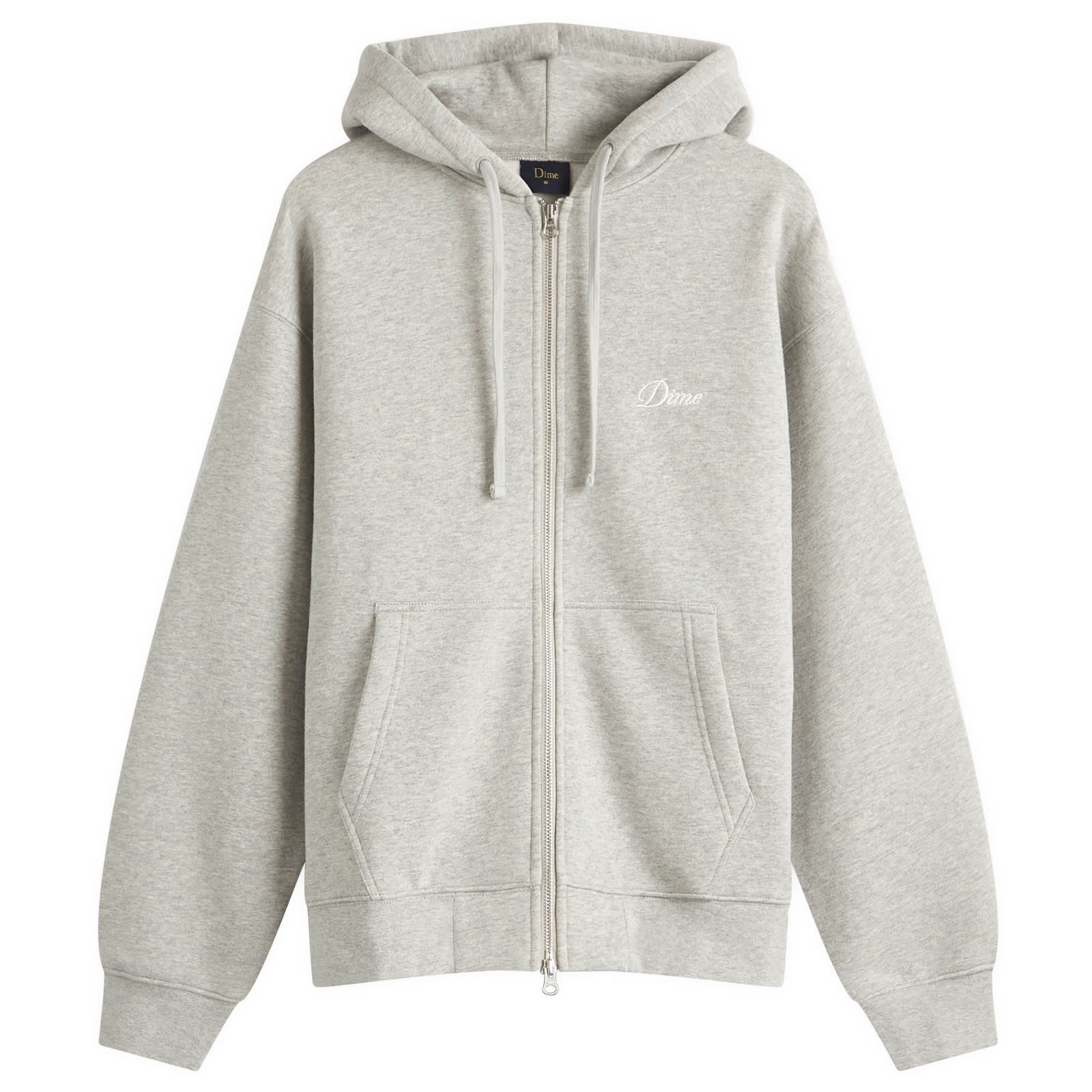 Men's Cursive Small Logo Zip-Hoodie in Heather Gray