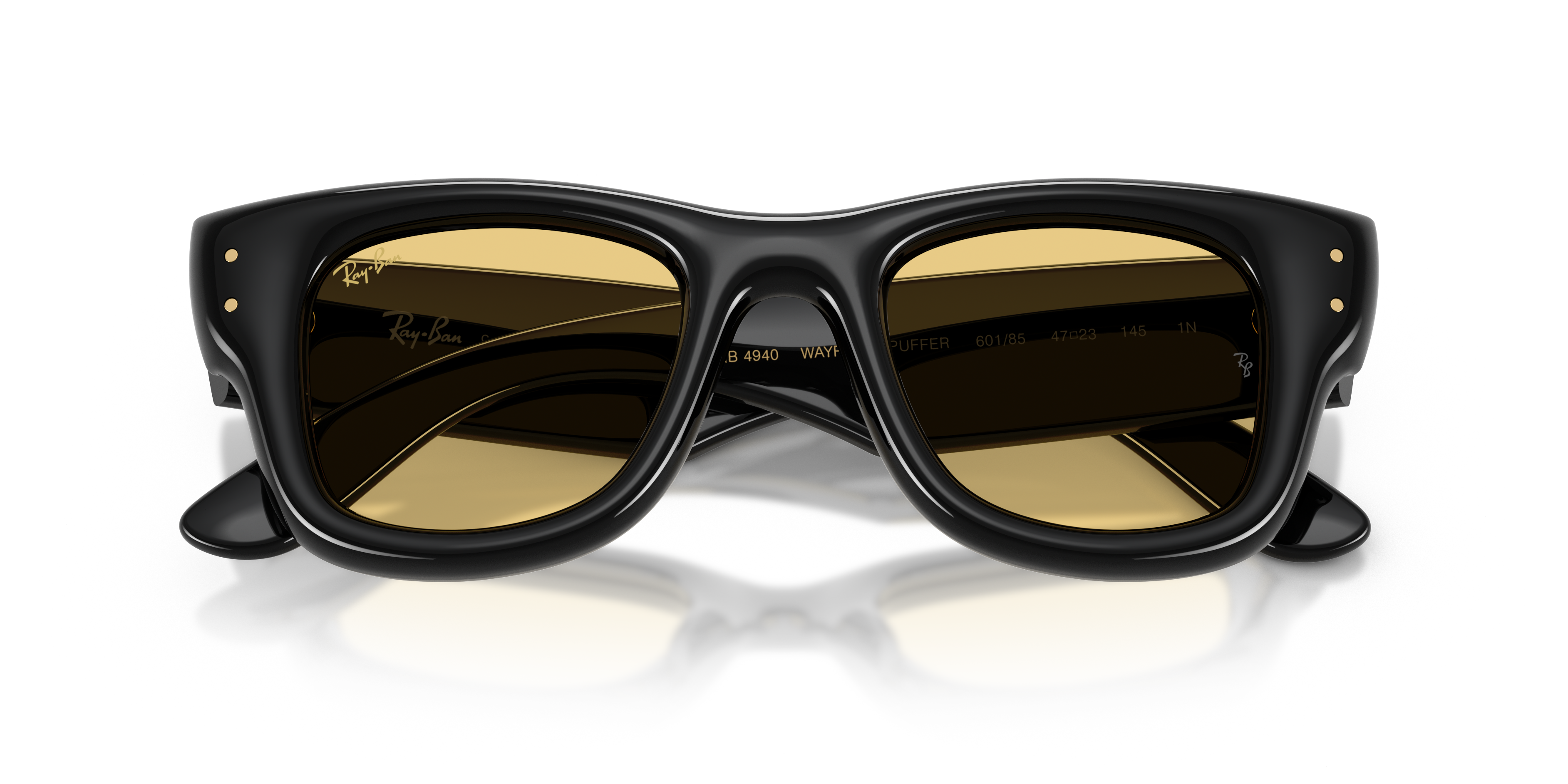 Ray - Ban Unisex Ray - Ban A$AP Rocky RB4940 WAYFARER PUFFER 601/85 Gafas de sol Nylon Negro Amarillo Cuadrada Norma