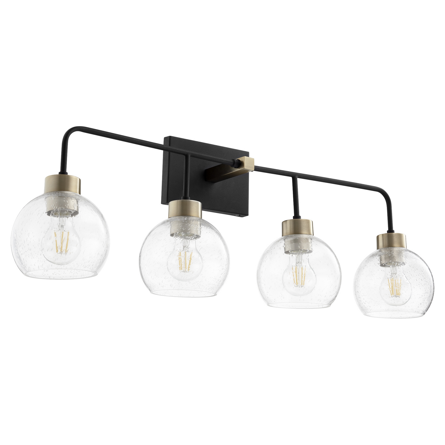 Lacy 4-Light Bathroom Vanity Light in Textured Black w with Aged Bra
