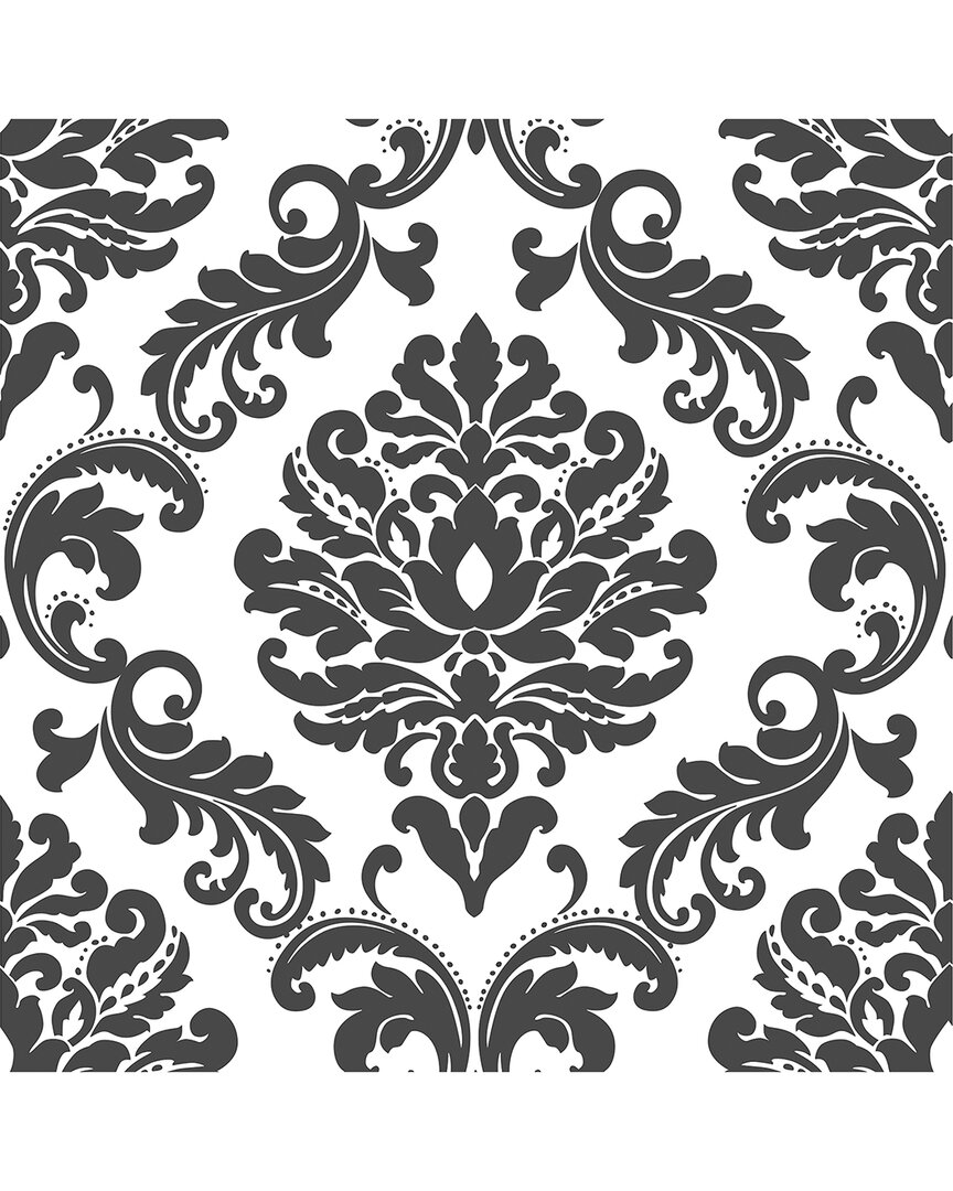 NuWallpaper Ariel Black And White Damask Peel & Stick Wallpaper