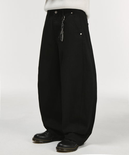 Curved Side Panel Cotton Pants
