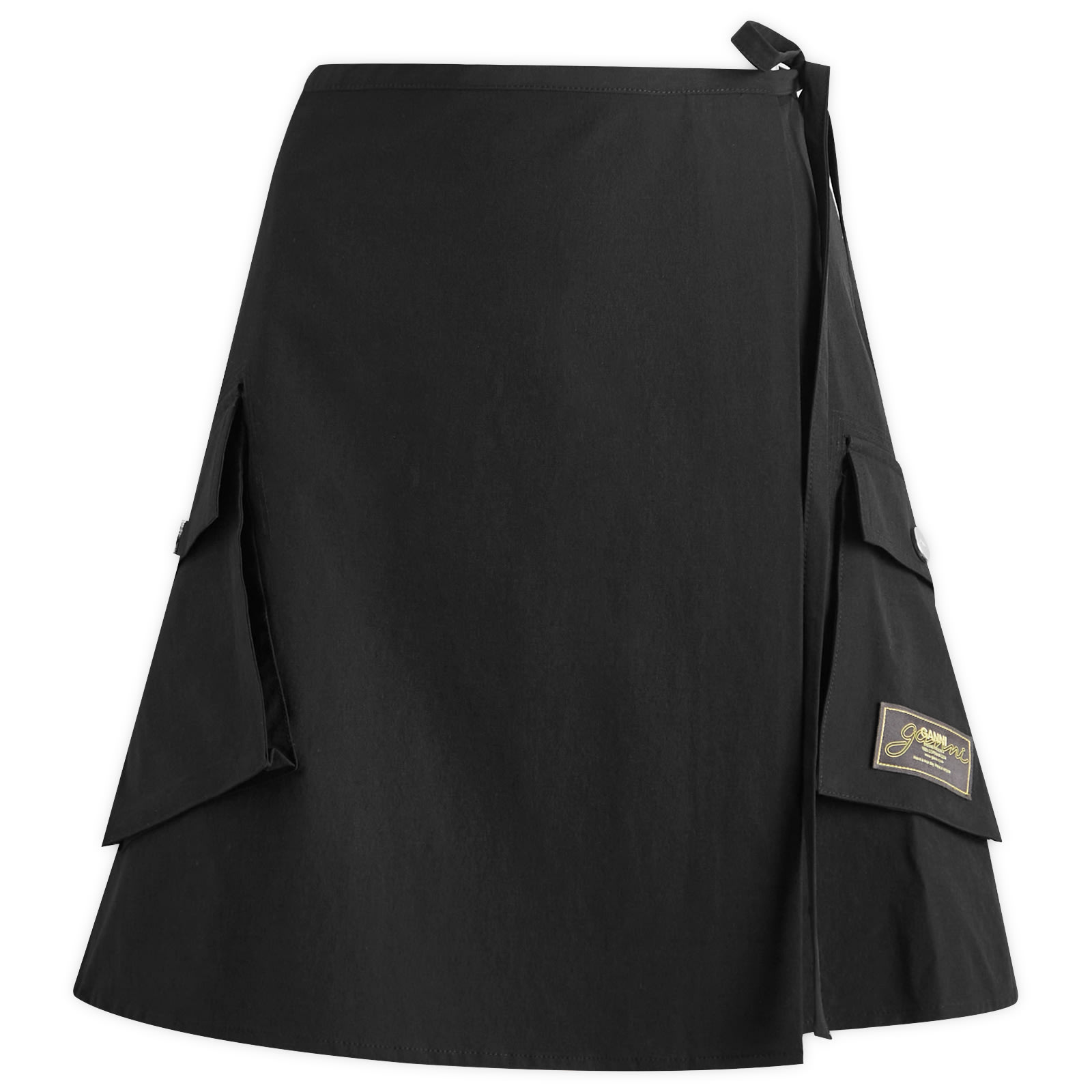 GANNI Women's Stretch Shell Wrap Mini Skirt Presented by END. in Black