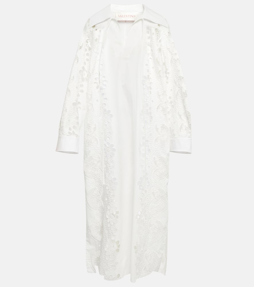 Valentino Embroidered cotton midi dress
