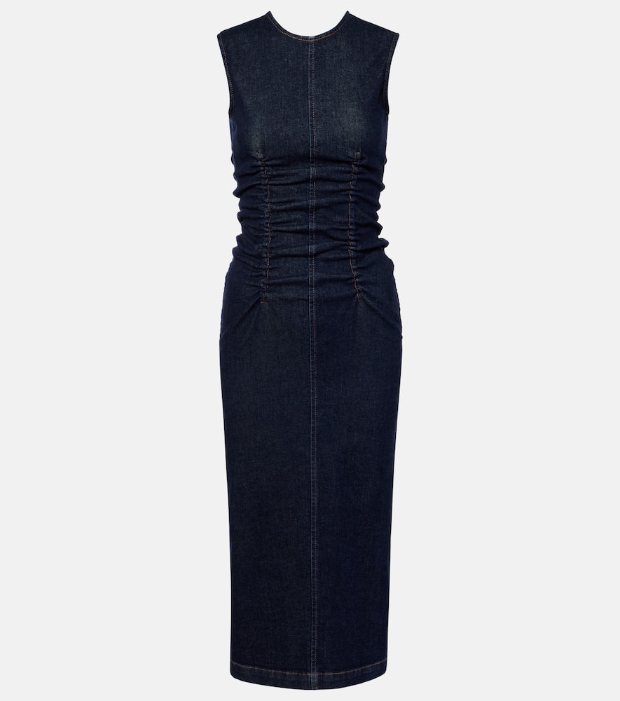 Voto cotton-blend denim midi dress
