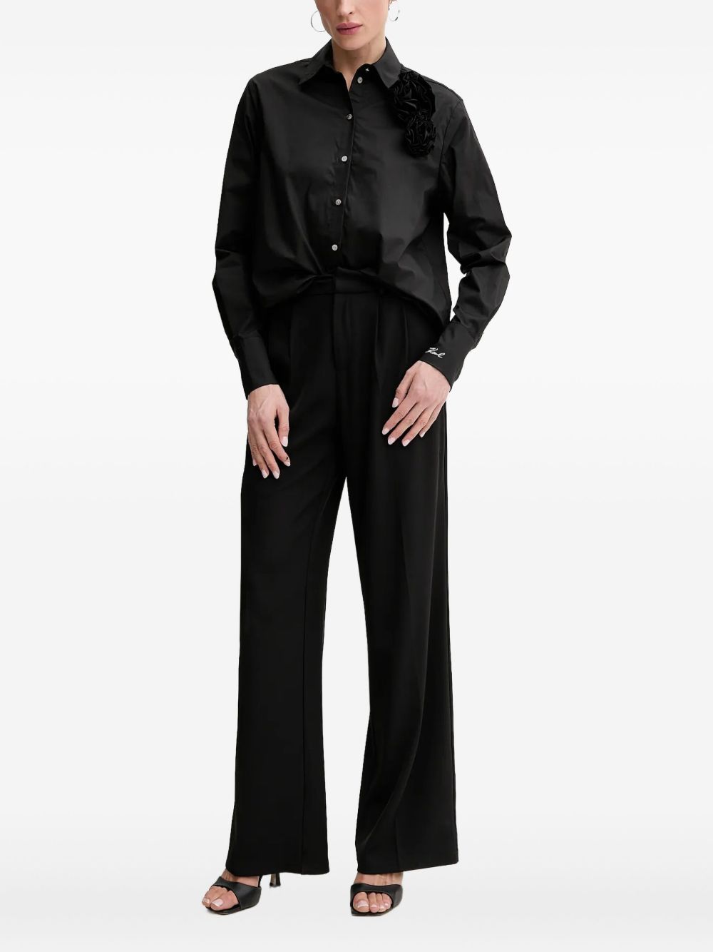 Rose-embellished shirt - Black