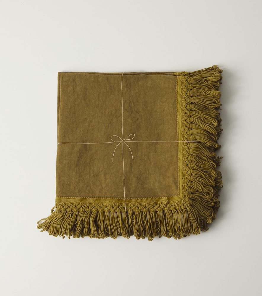 Set of 4 fringed linen napkins