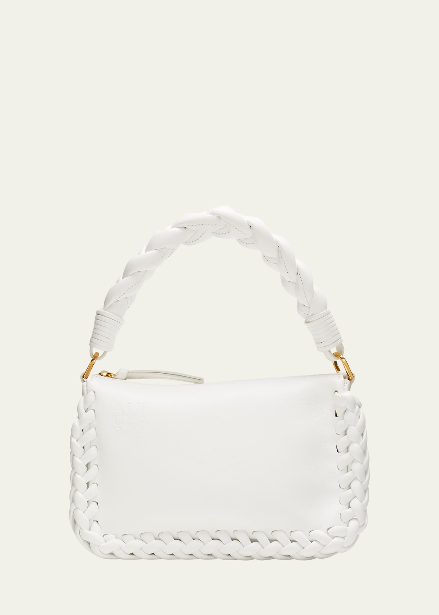 Small Braided Leather Top-Handle Bag