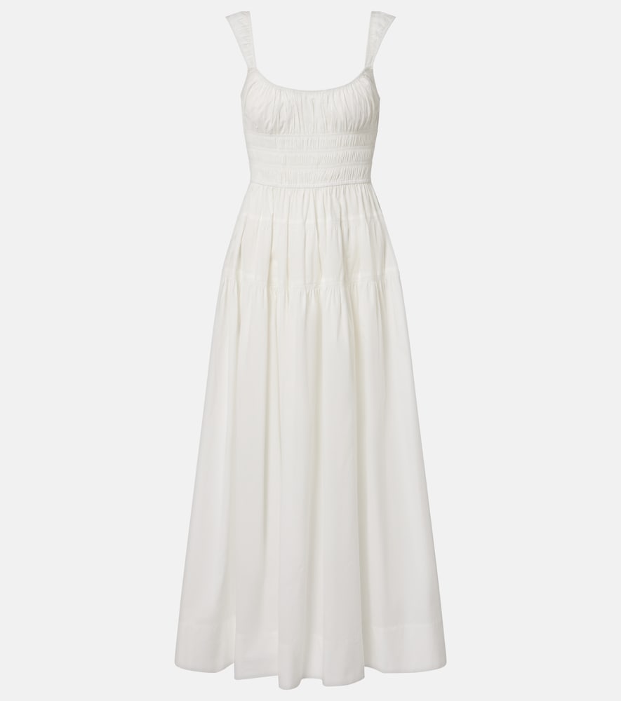 Dôen Clover shirred cotton poplin midi dress