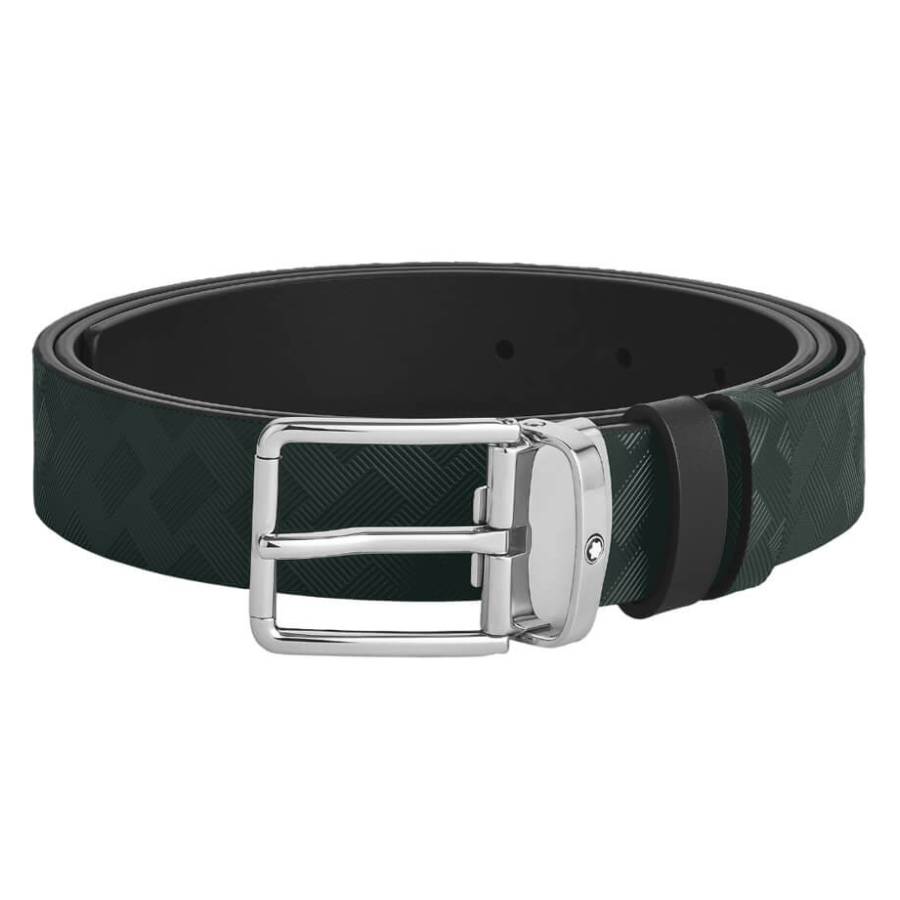 British Green and Black 30mm Reversible Leather Belt