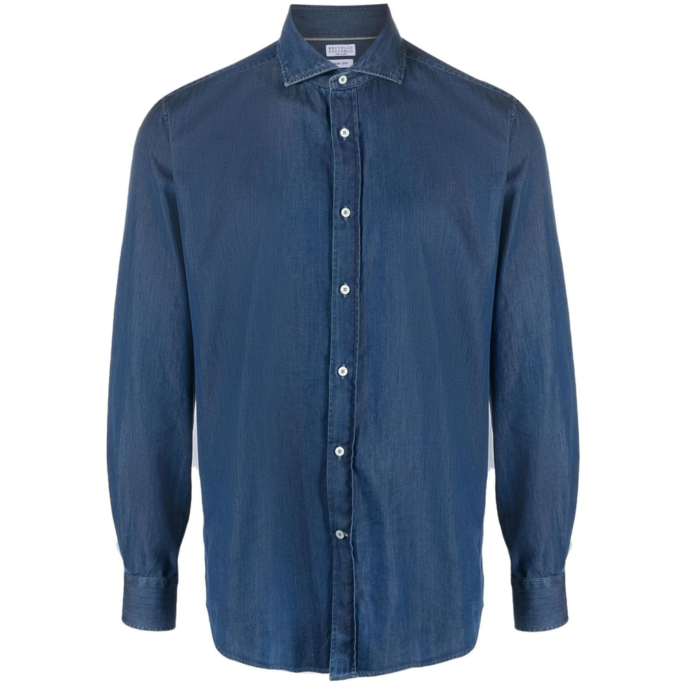 Long-sleeved cotton shirt - Blue