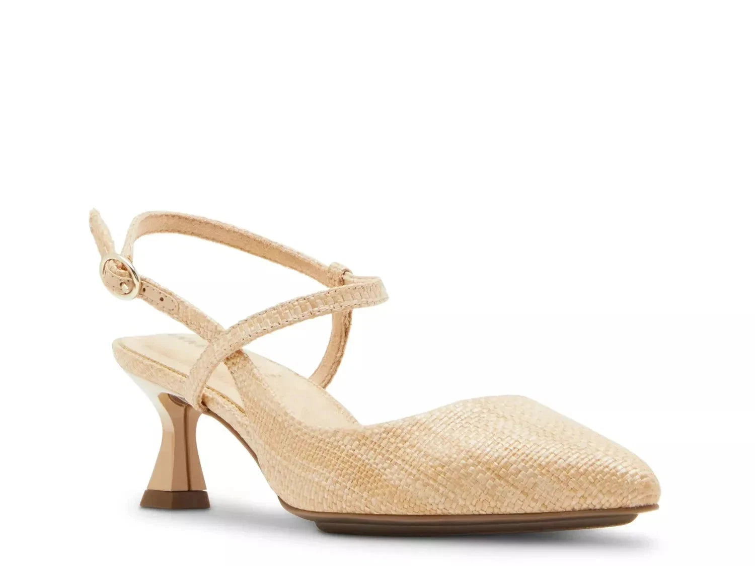Men's Lvette Pump Tan Woven Tweed Pointed Toe Kitten Heel VER1499