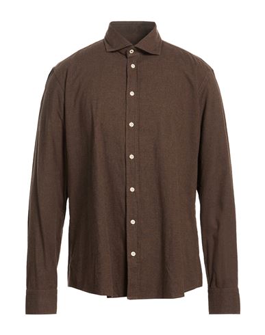 Man Shirt Dark brown Size 15 Cotton