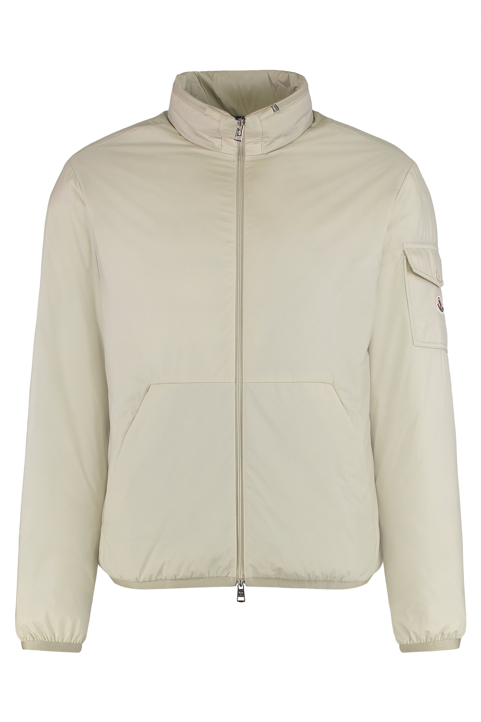 Short Padded Jacket with Removable Hood and Zip Closure