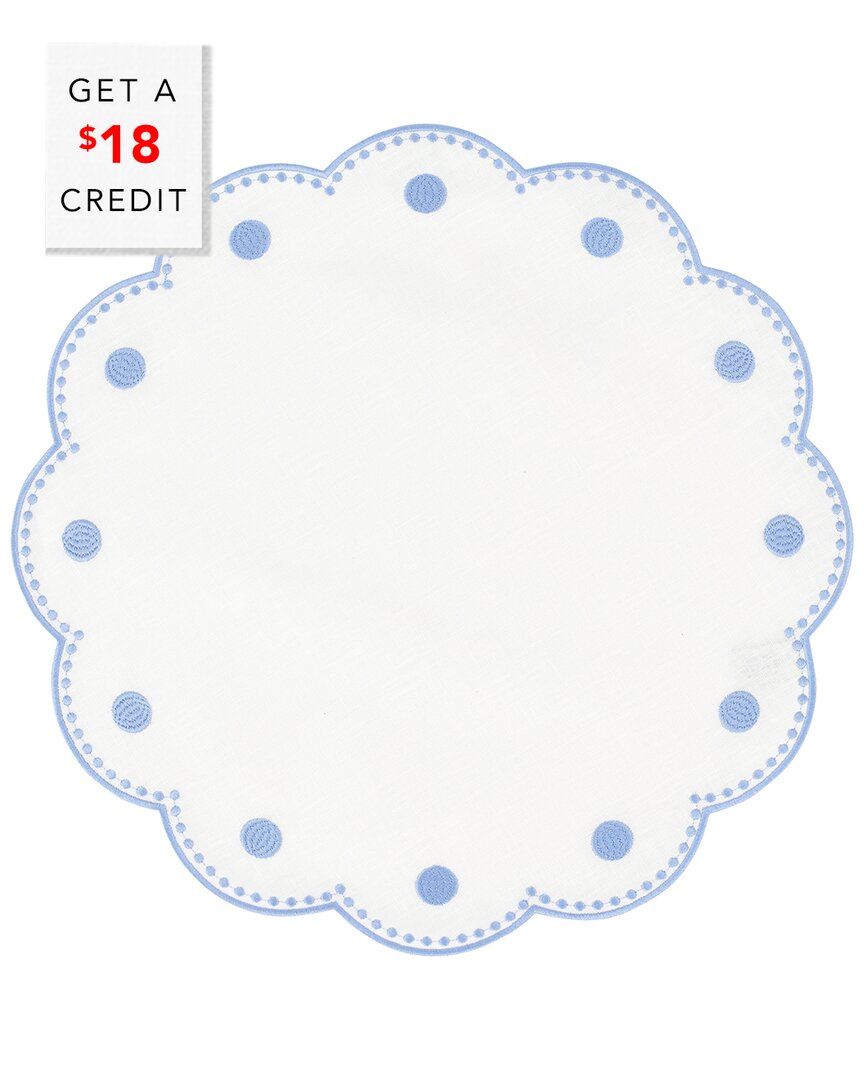 Set Of 4 Tessuti Round Placemats With Cornflower Blue Dots With $18 Credit