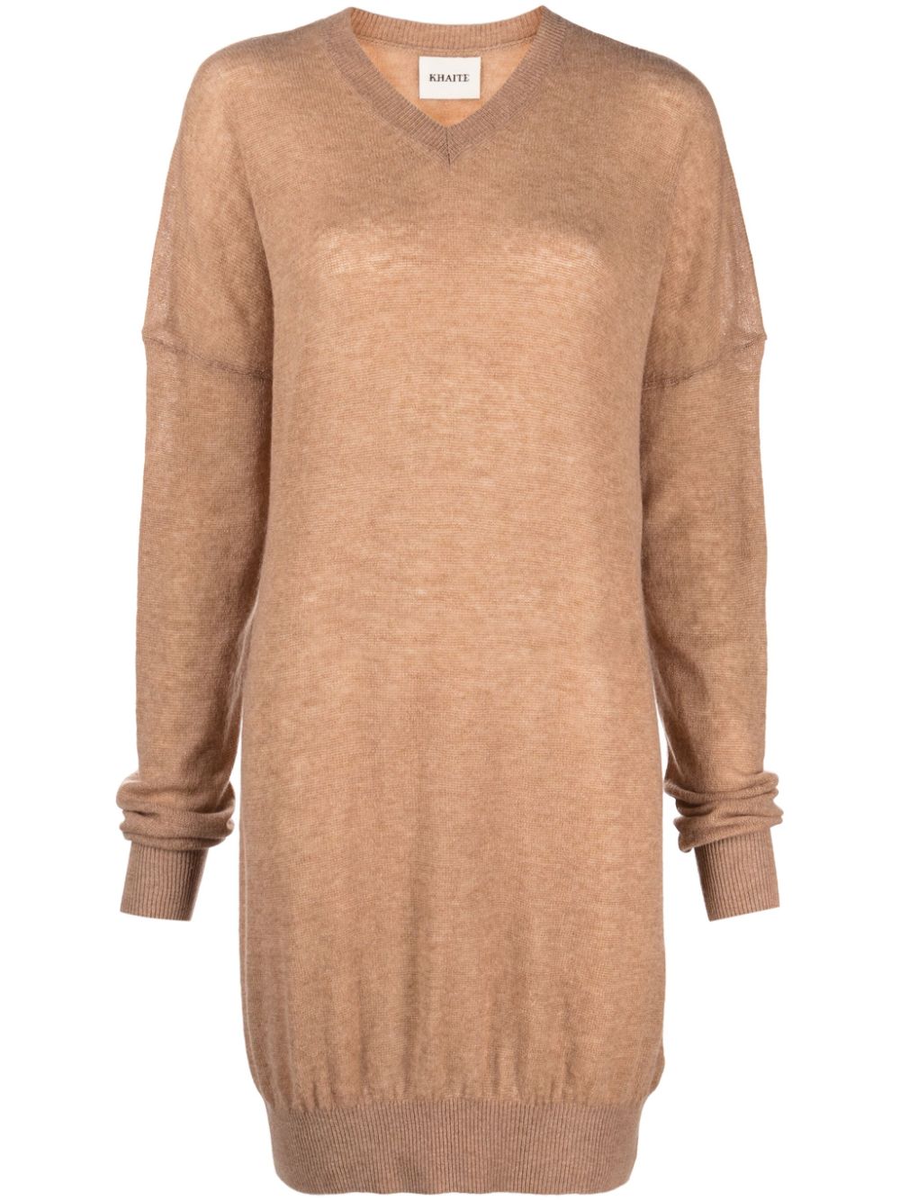 Fine-knit V-neck jumper - Neutrals