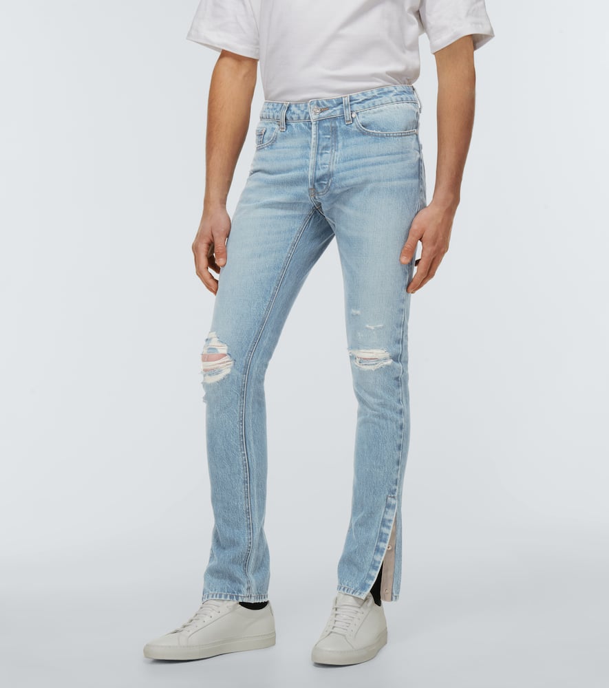 Slim-fit distressed jeans