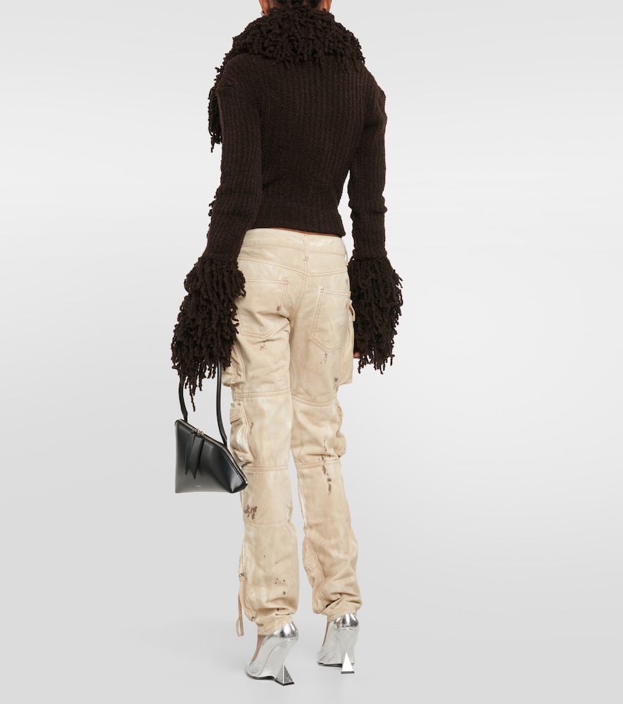 Low-rise denim cargo pants