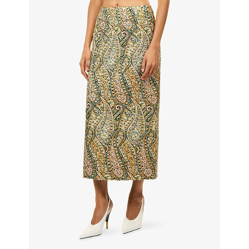 Womens Sentista Metallic Woven Maxi Skirt
