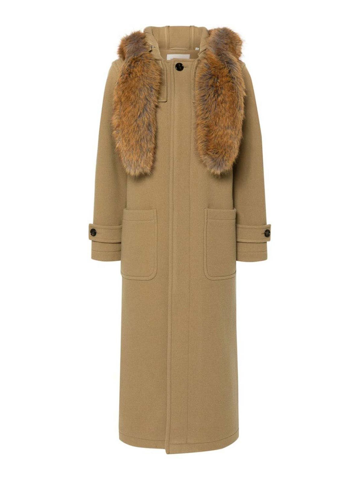 Faux Fur Trim Wool Duffle Coat Coats