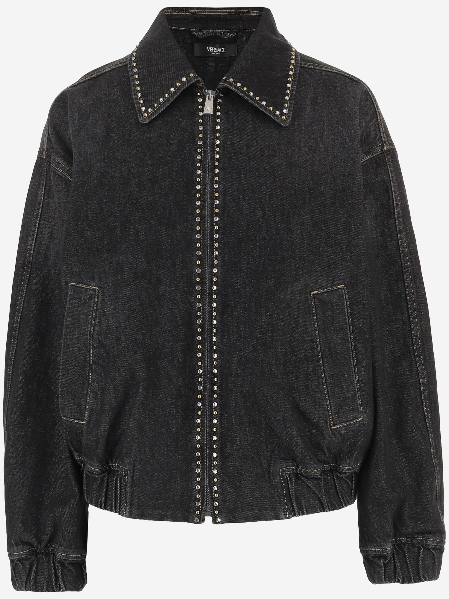 Studded Denim Jacket — Black