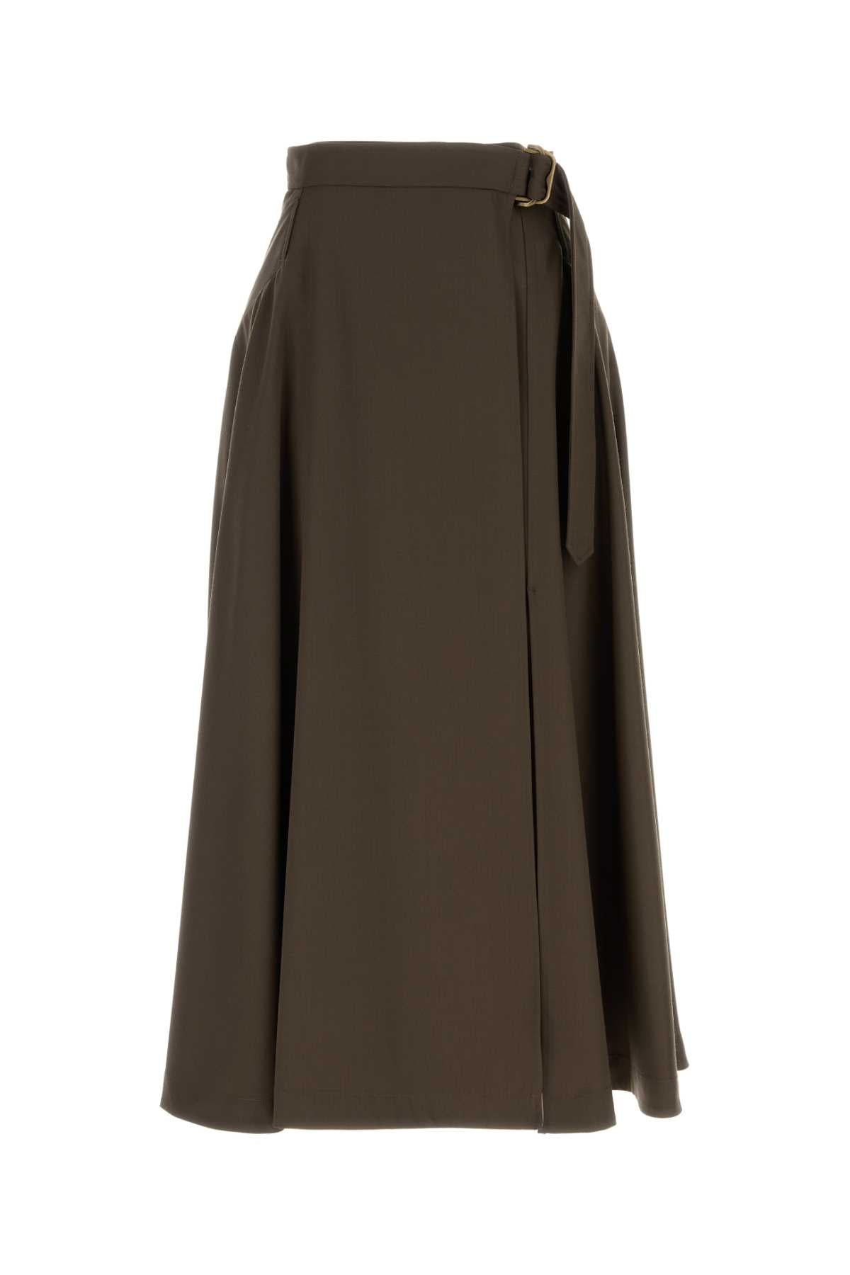 Wool Maxi Skirt — Brown