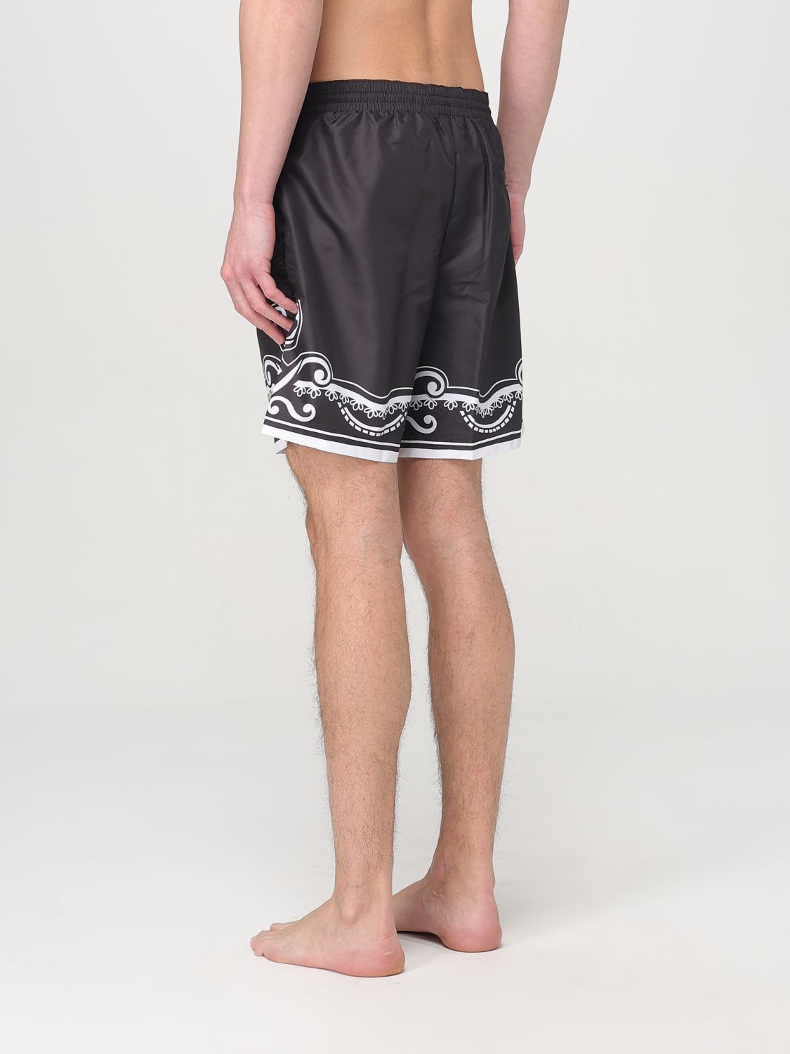 Bandanna-print mid-length swim shorts - Black