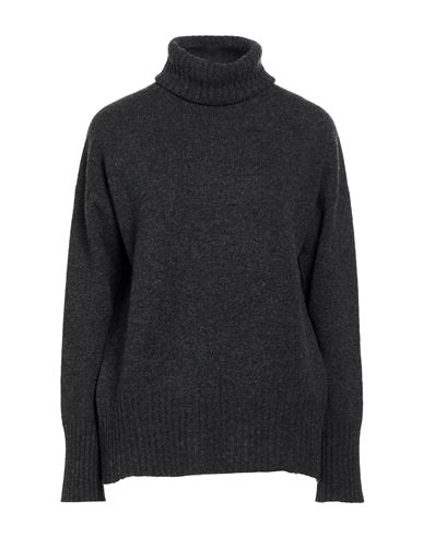 Woman Turtleneck Charcoal Size L Merino Wool