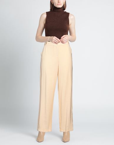 Woman Pants Sand Size 6 Rayon, Polyester