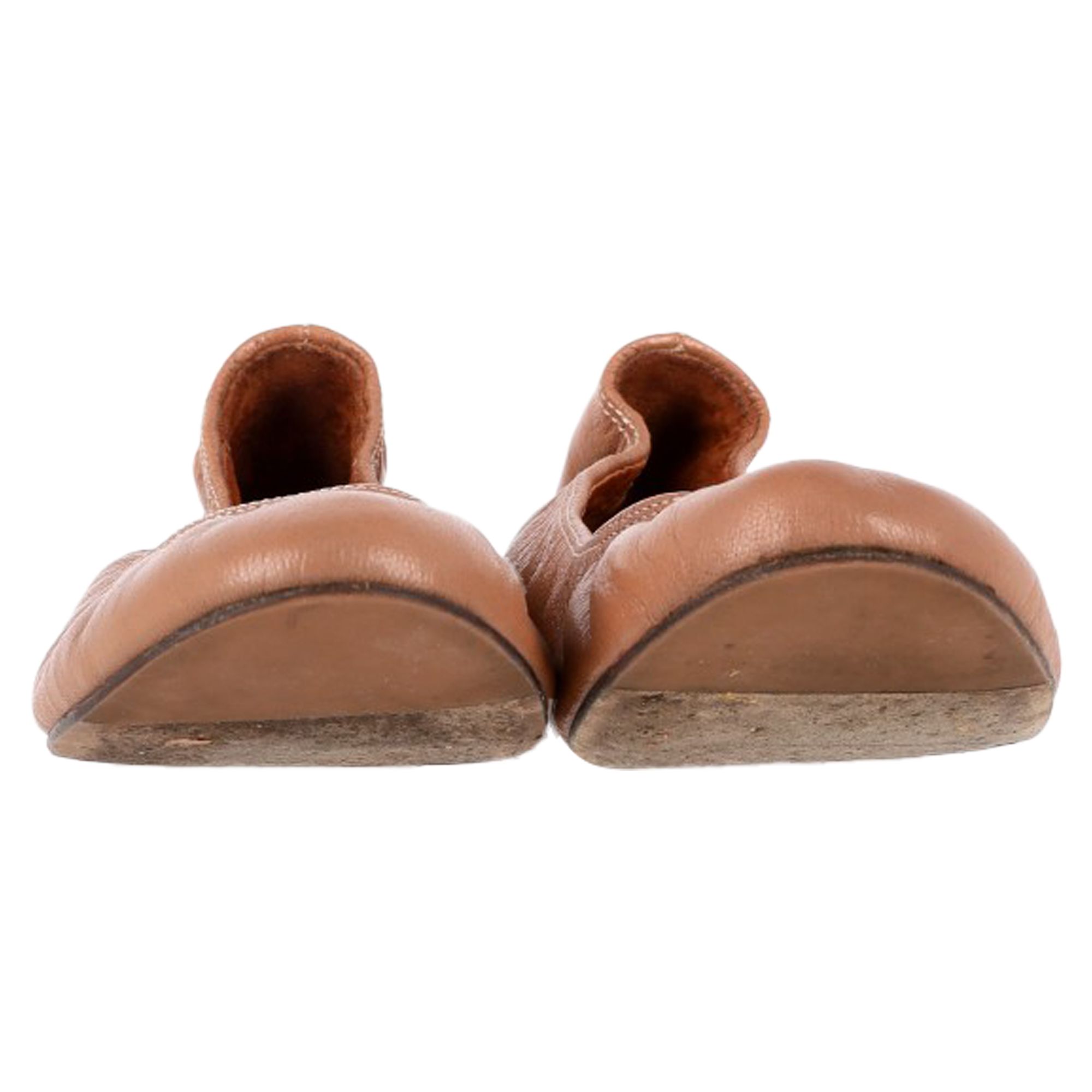 Lanvin Women's Preloved Round Toe Ballet Flats in Brown Leather in Light Brown
