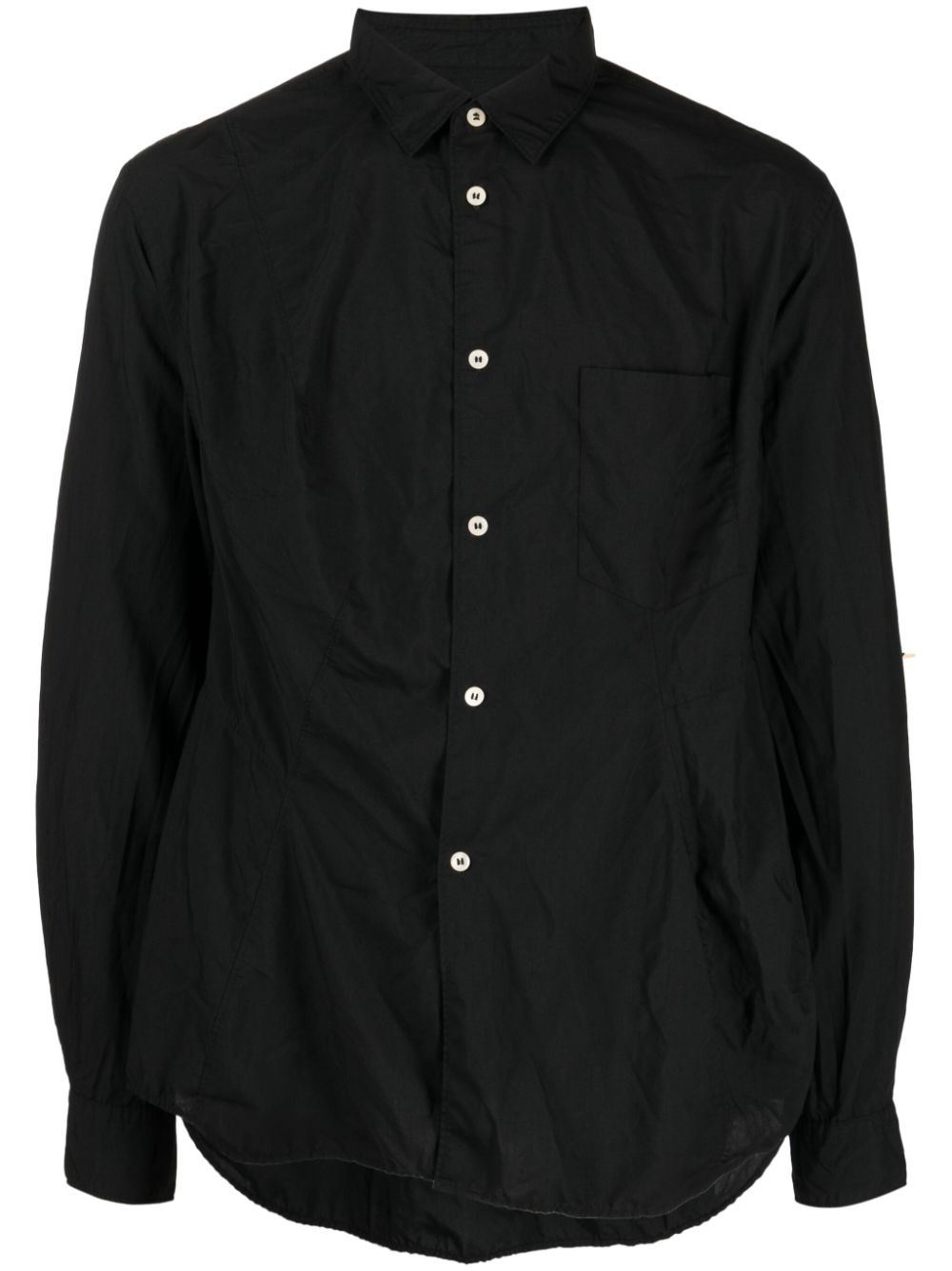Draped long-sleeve shirt - White