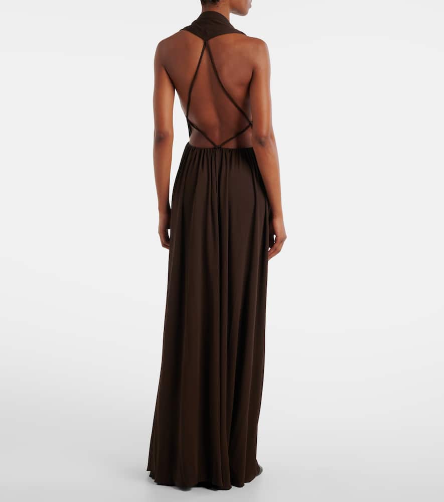 Pharao gathered jersey crêpe gown