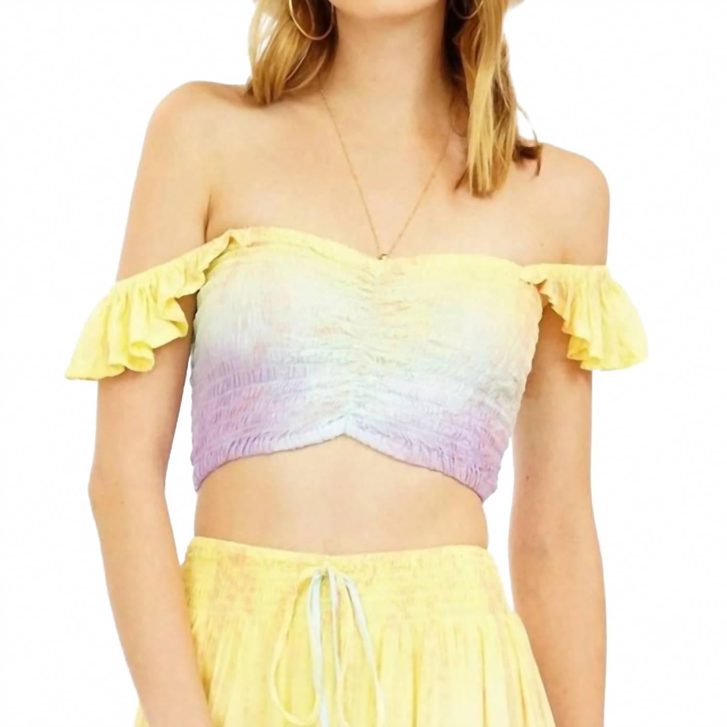 Hollie Crop Top In Dot Gradasi Yellow Sky Purple